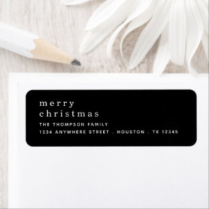 Simple Black White Merry Christmas Return Address