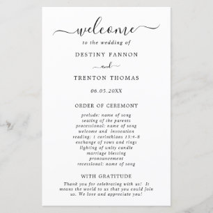 Simple Black White Minimal Elegant Wedding Program