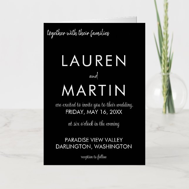 Simple Black & white minimal Wedding Invitation (Front)