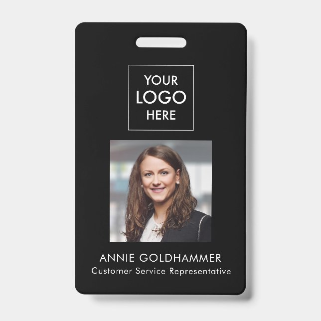 Simple Black & White Minimalist with Photo Badge (Front)