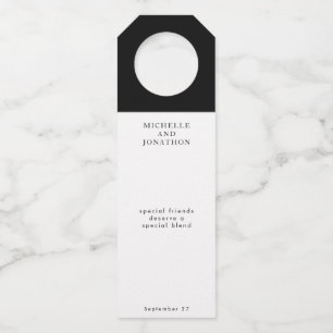 Simple Black & White Modern Calligraphy Wedding Bottle Tag