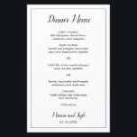 Simple Black White Modern Elegant Wedding Menu<br><div class="desc">Modern Wedding Menu in minimalist black and white with the header and your names in an elegant script along with your menu surrounded by a thin border. The backside has your monogram at the bottom. The fonts and border may be changed to any colour you wish by clicking the "customize"...</div>