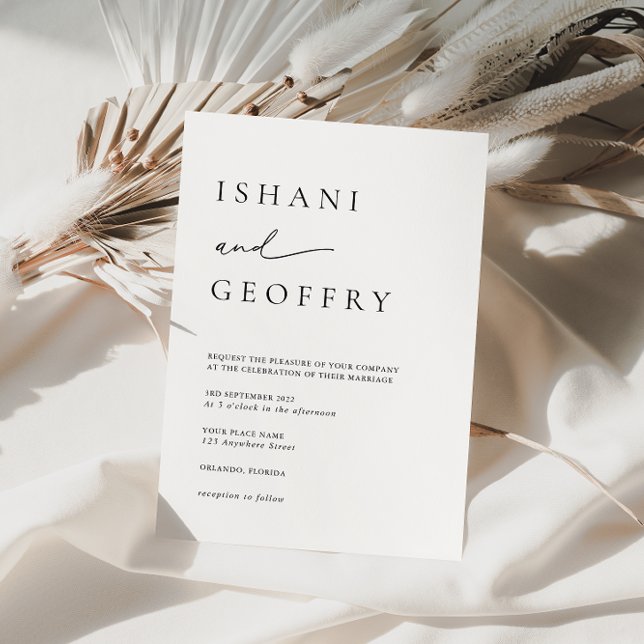 Simple Black & White Modern Minimalist Wedding Invitation (Creator Uploaded)