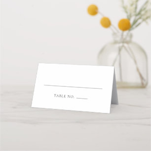 Simple Black & White Modern Wedding Folded Place Card