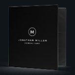 Simple Black White Monogram Binder<br><div class="desc">Modern professional binder features a minimal design in a classic black and white colour palette. Custom name and title centred in a presented in a stylish simple font with a complimentary minimal monogram medallion. Shown with a custom name and monogram initial on the front in modern typography, this personalized business...</div>