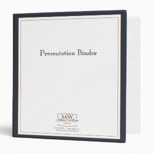 Simple Black White Monogram Business Binder