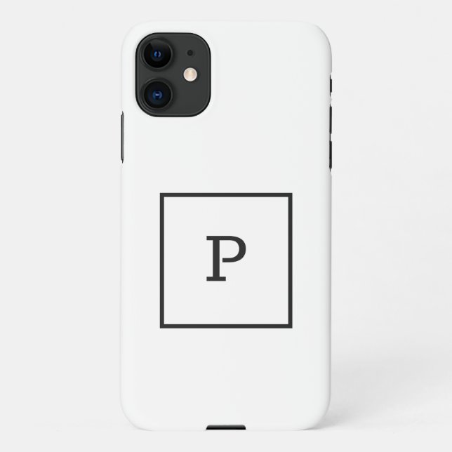SIMPLE BLACK WHITE MONOGRAM CUSTOM PERSONALIZED Ca iPhone Case (Back)