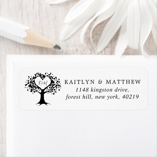 Simple Black & White Monogram Heart Tree Wedding (Insitu)