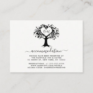 Simple Black & White Monogram Heart Tree Wedding Enclosure Card