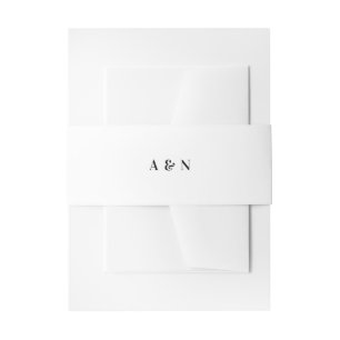 Simple black white monogram invitation belly band