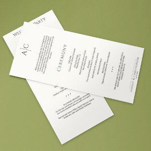 Simple Black & White Monogram Wedding Ceremony Program