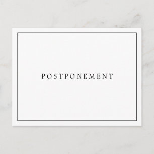 Simple Black White Monogram Wedding Postponement Postcard