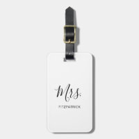 Simple Black White Mrs Last Name Newlywed Bride