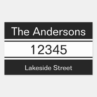 Simple Black White Name Address Mailbox Decal Sticker