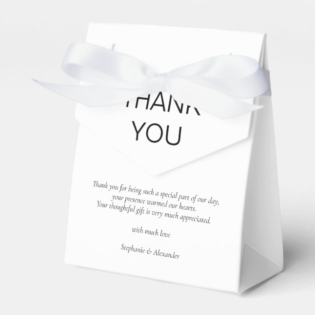 Simple Black White Newlywed Wedding Thank You  Favor Box (Front Side)