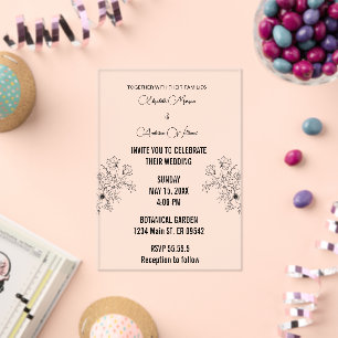 Simple Black & White Overlay Photo Wedding Acrylic Invitations