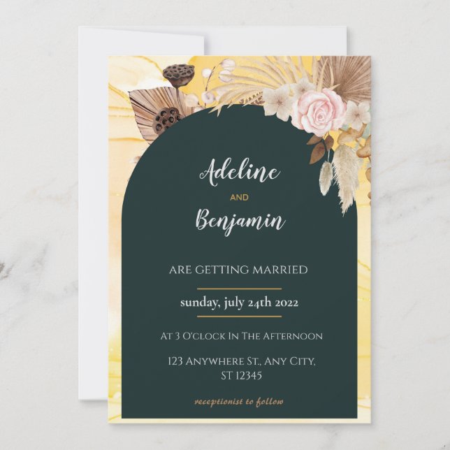 Simple Black & White Overlay Photo Wedding Invitat Invitation (Front)