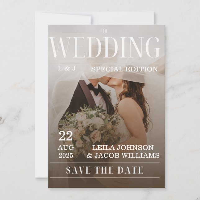 Simple Black & White Overlay Photo Wedding Invitat Invitation (Front)