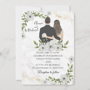 Simple Black & White Overlay Photo Wedding Invitat Invitation