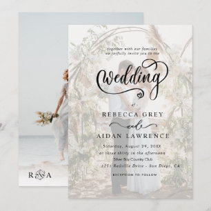 Simple Black & White Overlay Photo Wedding Invitation