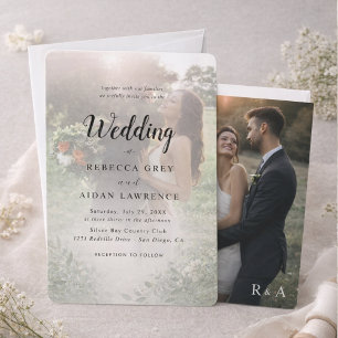Simple Black & White Overlay Photo Wedding Invitation