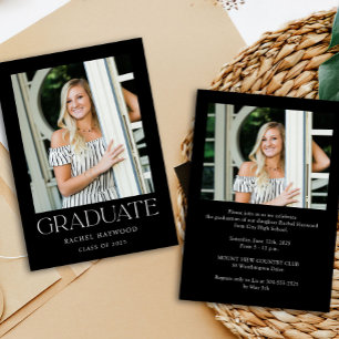 Simple Black White Photo 2025 Graduation Party Invitation