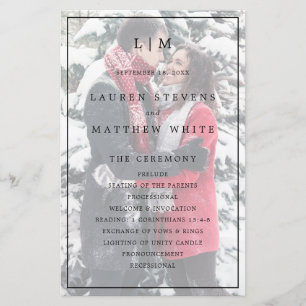 Simple Black White Photo Elegant Wedding Program