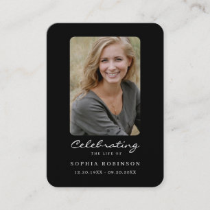 Simple Black White Photo Memorial Prayer Card