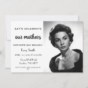 Simple Black & White Photo Mothers Day Brunch  Invitation