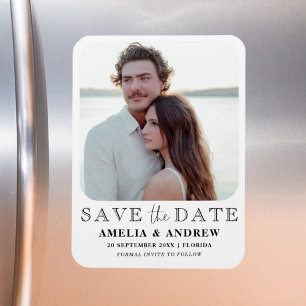 Simple Black & White  Photo Save the Date Magnet