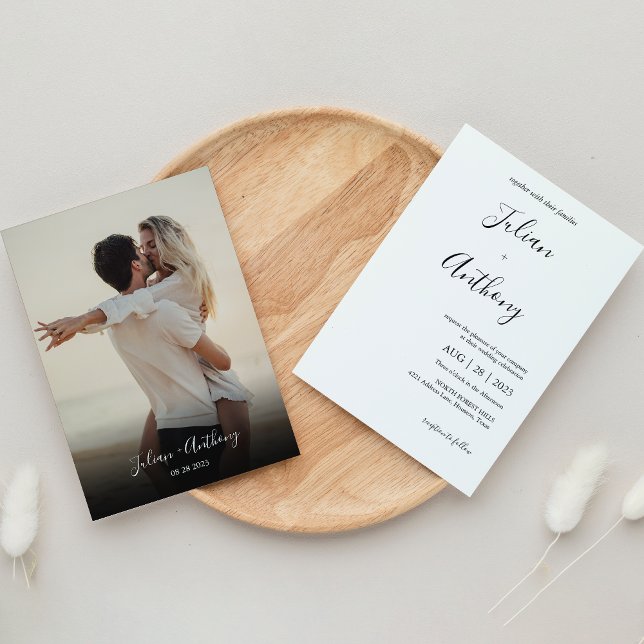 Simple Black & White Photo Wedding Invitation (Creator Uploaded)