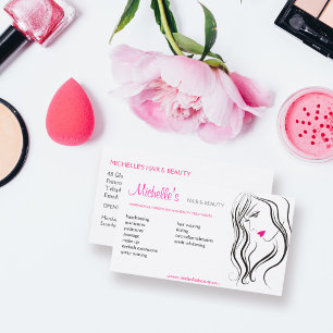 Simple Black White Pink Hair Styling Modern Business Card