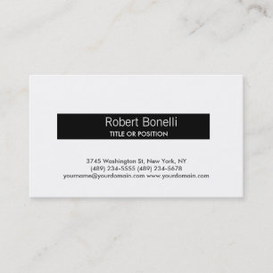 Simple Black White Plain Business Card
