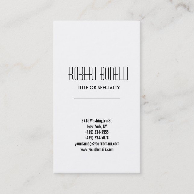 Simple Black White Plain Modern Business Card (Front)