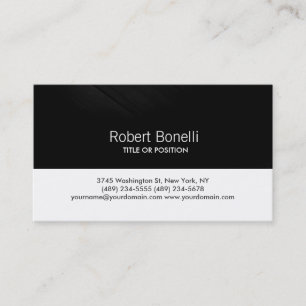 Simple Black White Plain Wood Business Card