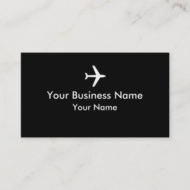 Simple black white plane business cards (Front)