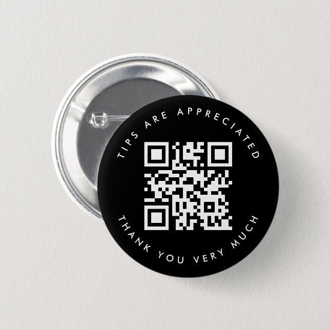 Simple Black & White QR Code Tip 2 Inch Round Button (Front & Back)