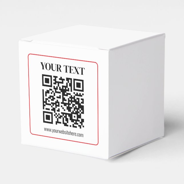Simple Black & White QR code with Red Border Favor Box (Front Side)
