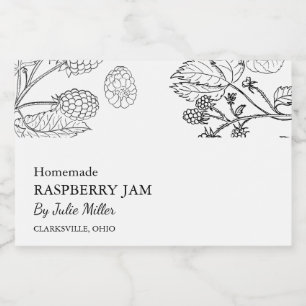 Simple Black & White Raspberry Jam Label