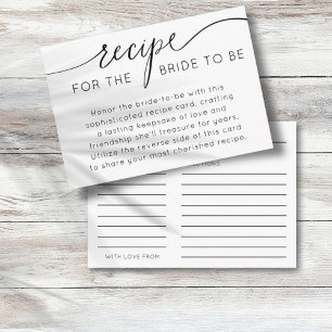 Simple Black & White Recipe for the Bride to Be  Enclosure Card