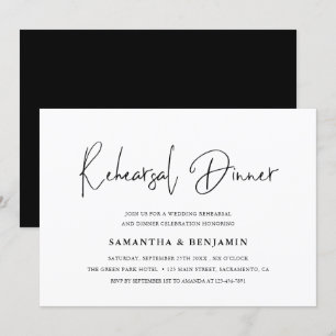 Simple Black & White Rehearsal Dinner Invitation