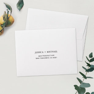 Simple Black White Return Address Wedding Mailing Envelope