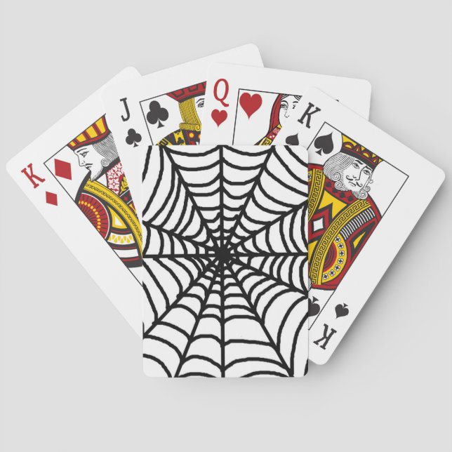 Simple Black white Spider Web Playing Cards (Back)