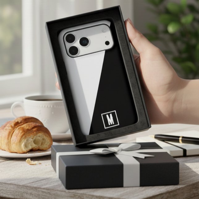 Simple Black & white split Custom monogram initial (Creator Uploaded)