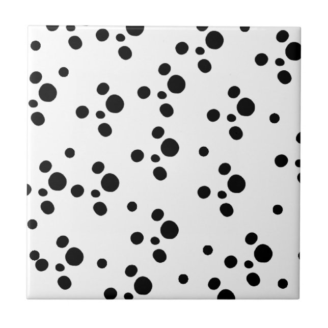 Simple Black & White Spotted Pattern Tile (Front)