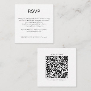 Simple Black White Text QR Code RSVP  Enclosure Card