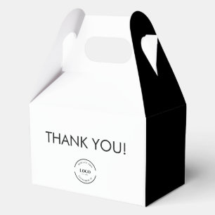 Simple Black white Thank you Custom Logo  Favor Box