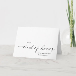 Simple Black & White To My Maid of Honor Wedding Card
