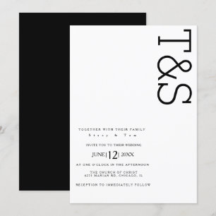 Simple Black White Typography Bold Wedding Invitation