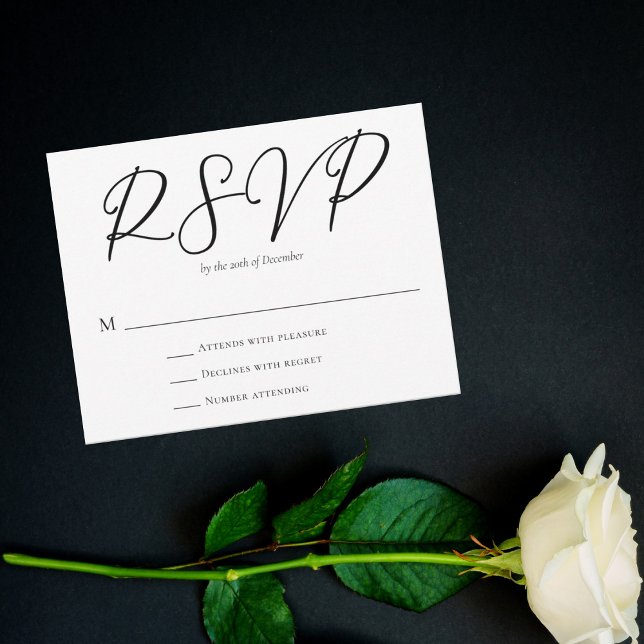 Simple Black White Typography Formal Wedding  RSVP Card (Creator Uploaded)